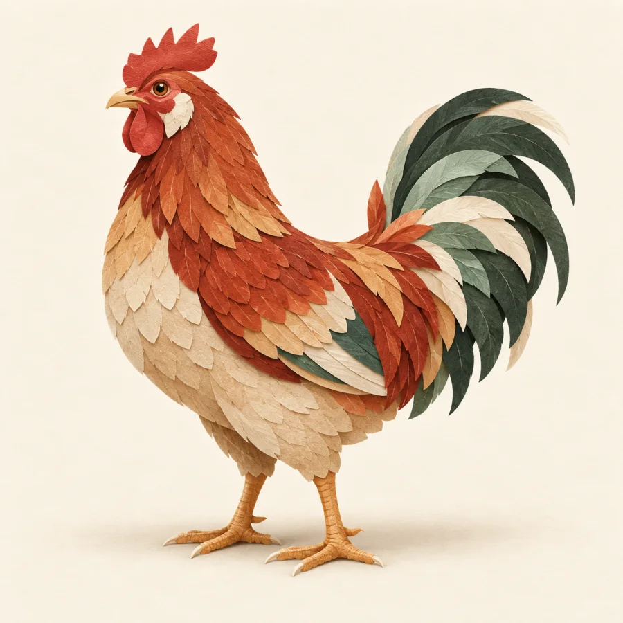 A chicken standing proudly