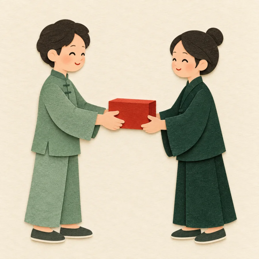 A person handing over a package