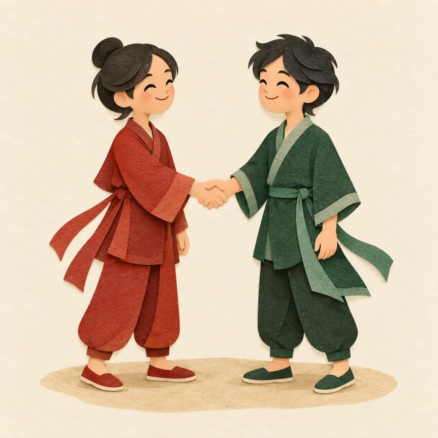 Two strangers shaking hands