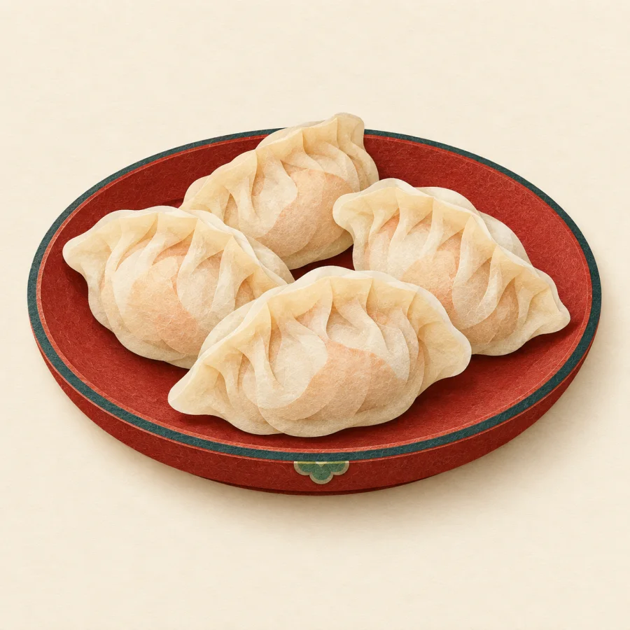 Un plato de dumplings con forma de media luna