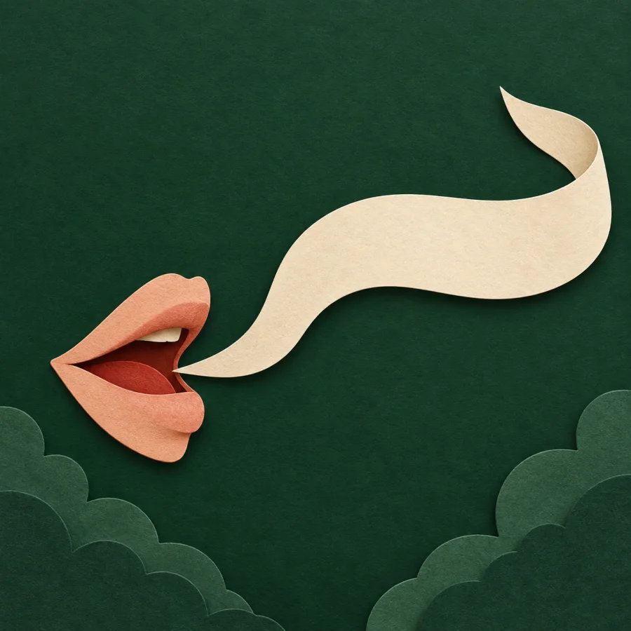 Un ruban de discours sortant d'une bouche