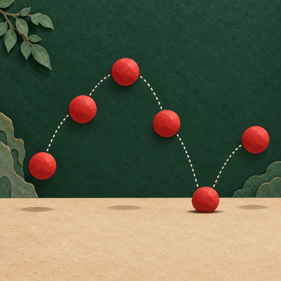 A ball bouncing off the ground several times in a row