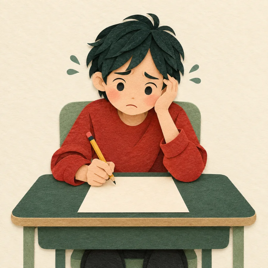 A student taking an exam