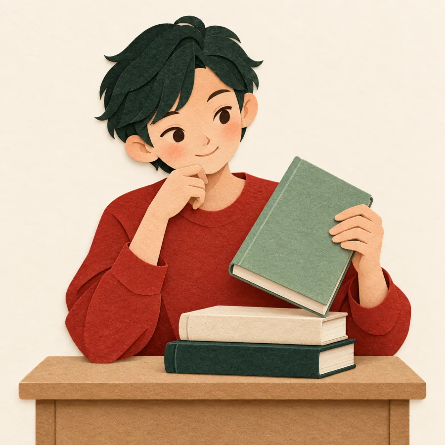 Eine Person wählt ein Buch aus