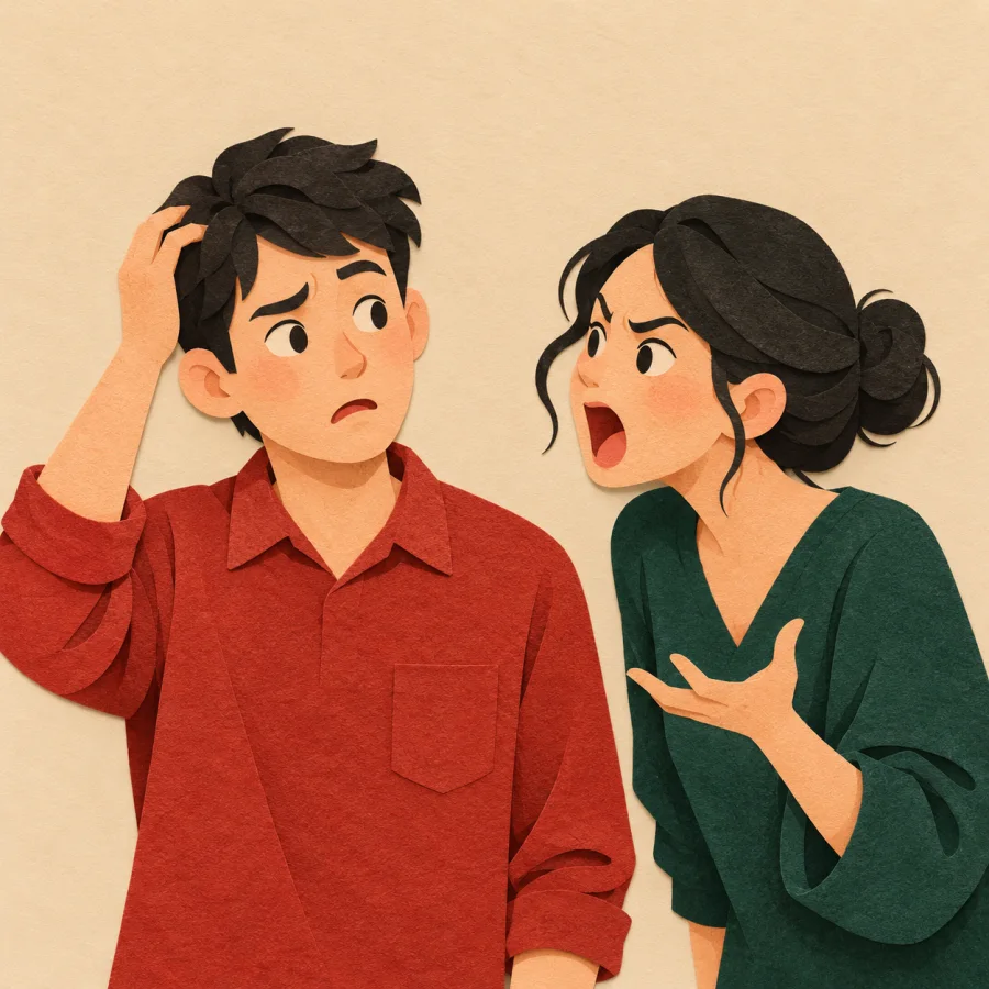 A baffled person scratching their head
