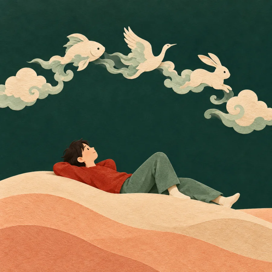 A person watching ever-changing clouds