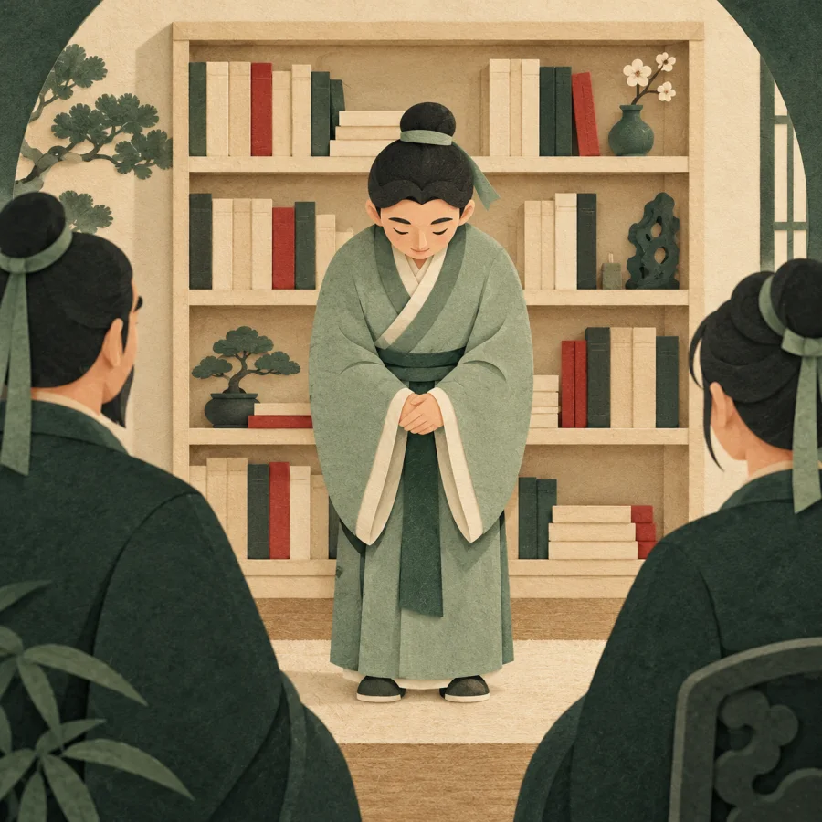 An accomplished scholar bows modestly before others