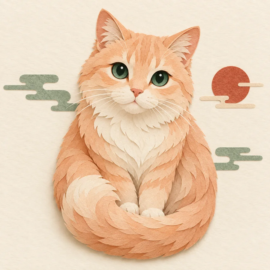 Eine friedlich zusammengerollte Katze