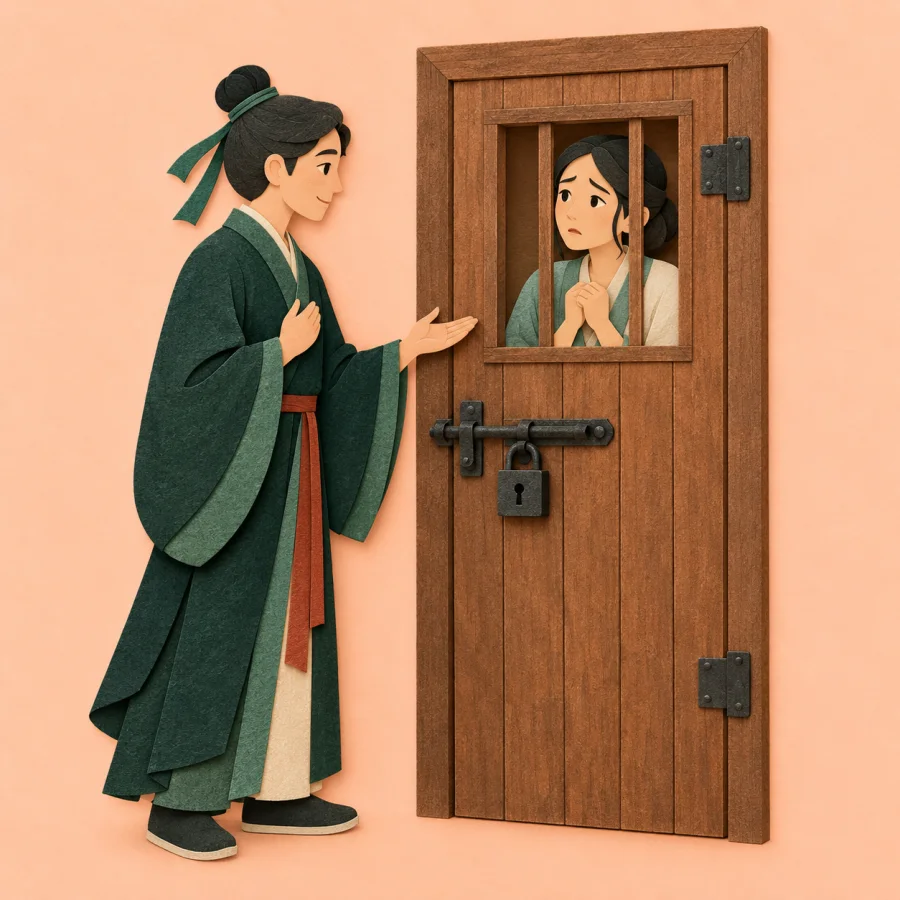 A negotiator calms a worried person behind a locked door