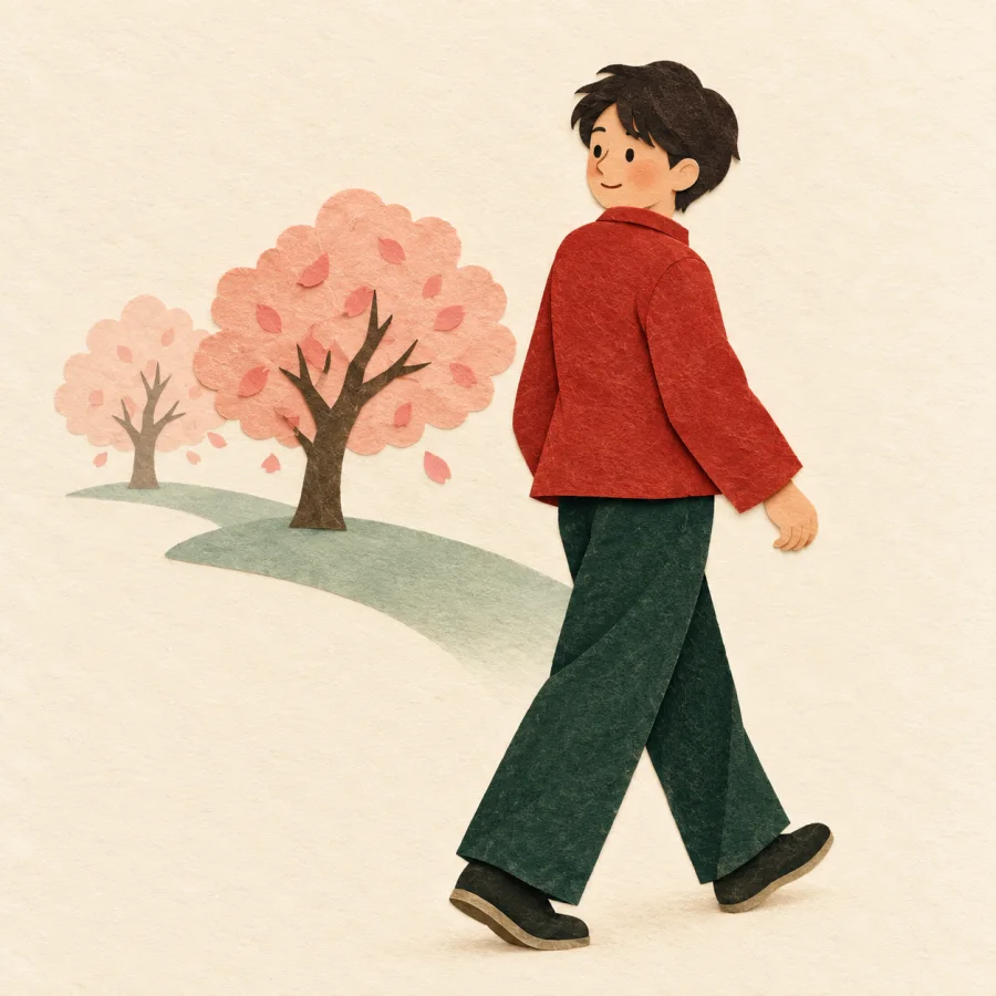 A person looking back at trees