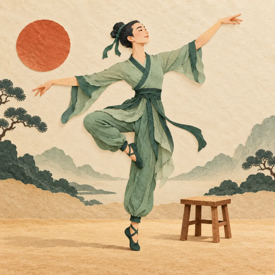 A dancer standing on one leg with perfectly straight back