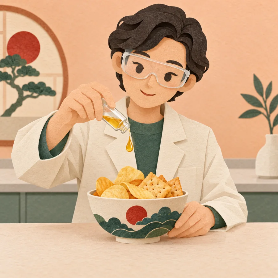 A scientist drips an additive from a vial into a food bowl
