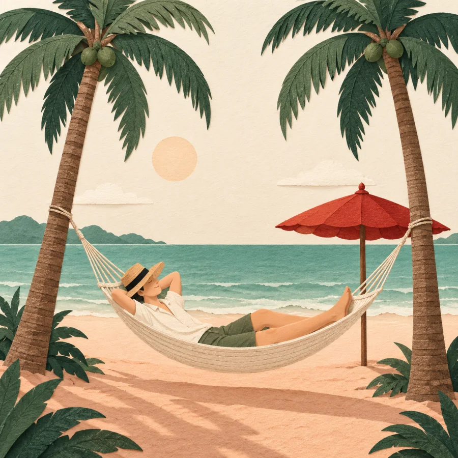 A tropical beach with palm trees as a dream vacation paradise