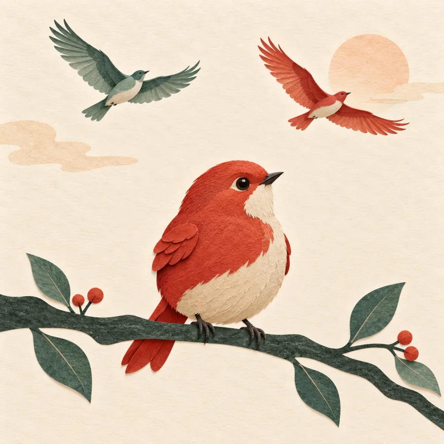 A bird with tiny folded wings perches on a branch