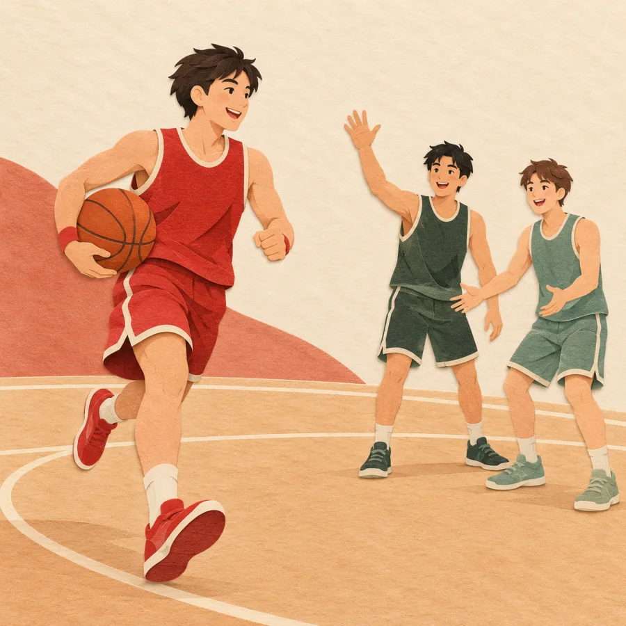 A player in a contrasting jersey runs to greeting teammates