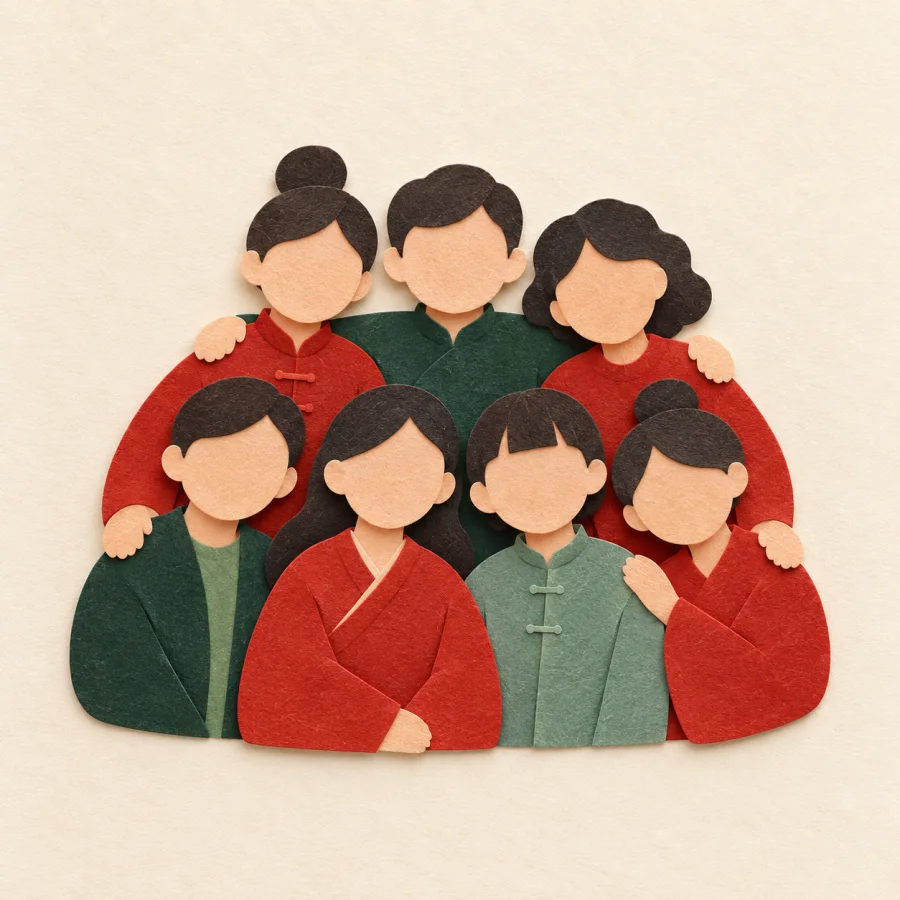A small crowd standing together
