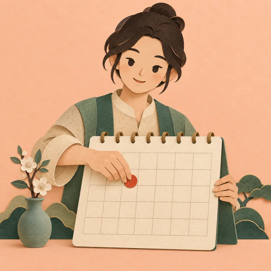คนกำลังทำเครื่องหมายวันในปฏิทิน