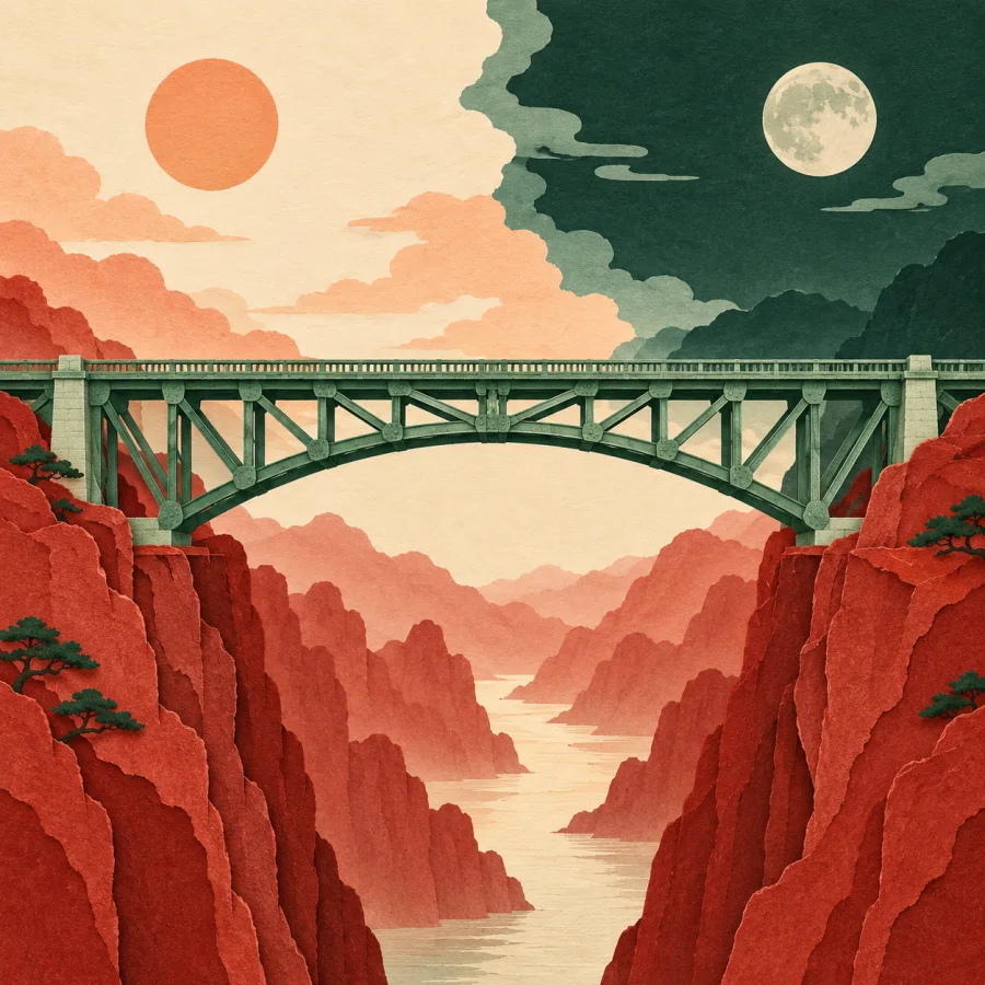 A bridge with metal parts expanding in daytime heat