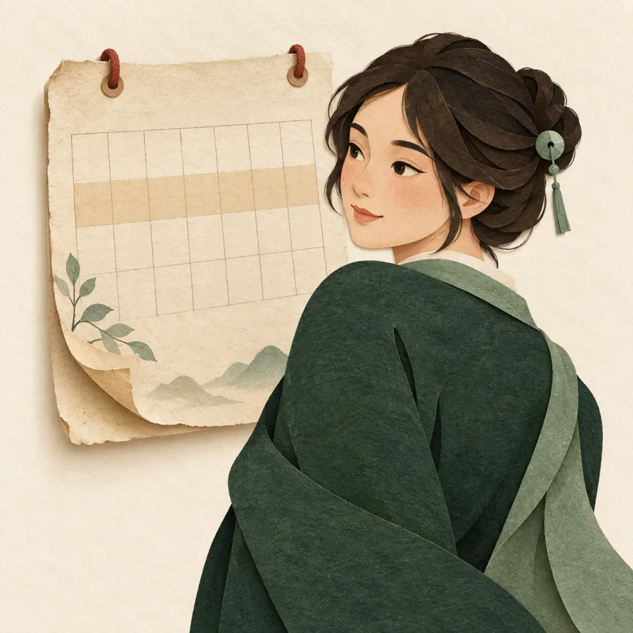 A person looking at a calendar