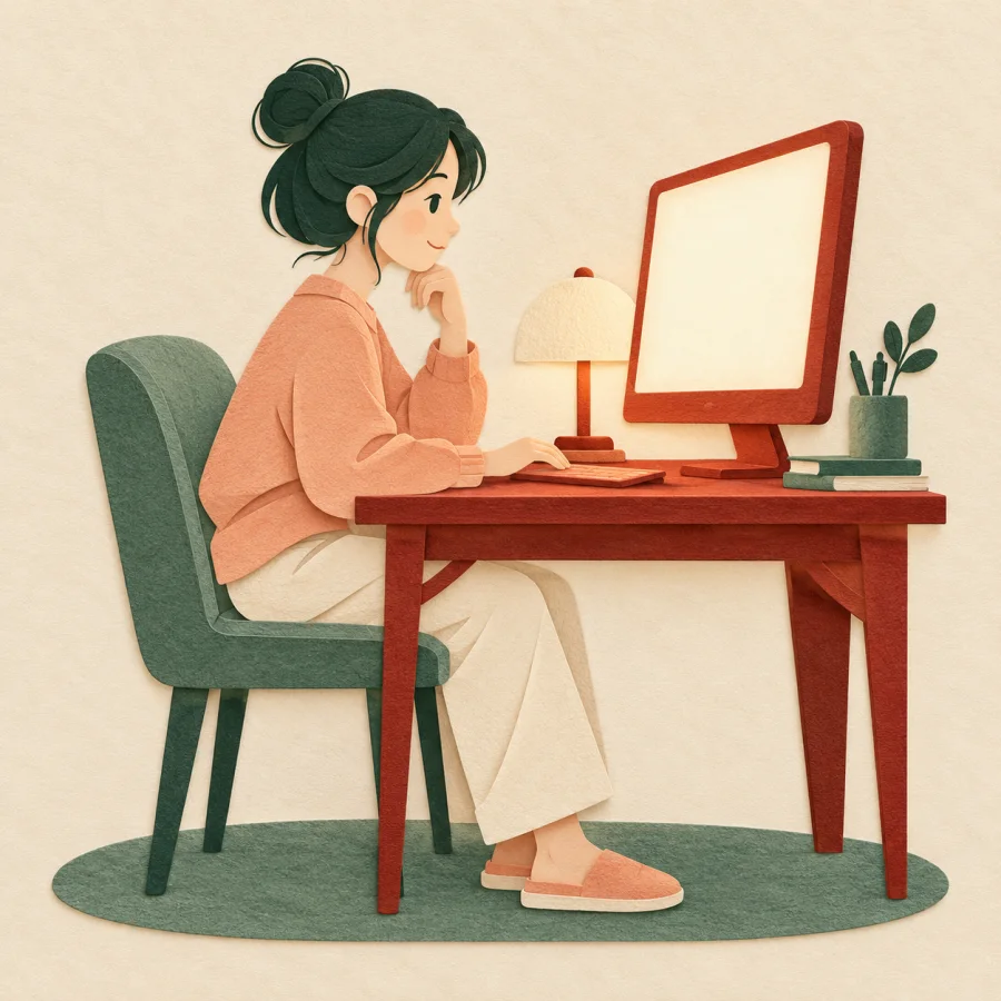 A person working at a computer monitor on a desk