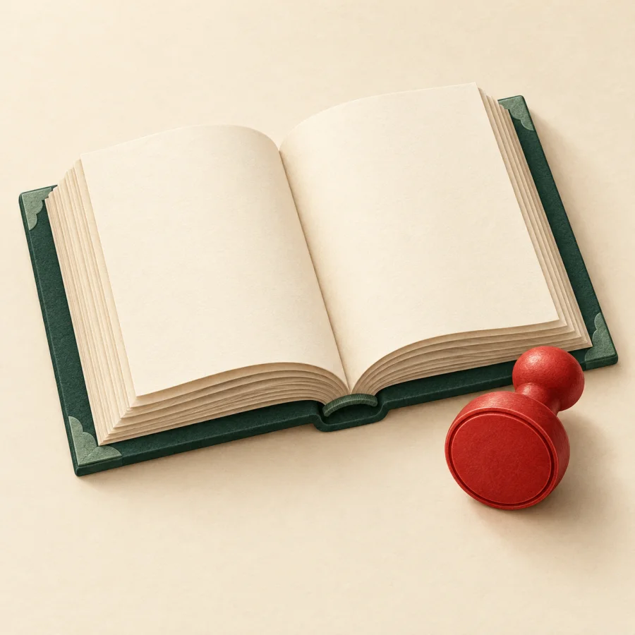 An open big book of rules lies on a desk