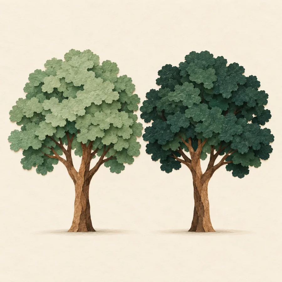 Two trees of almost the same height grow side by side