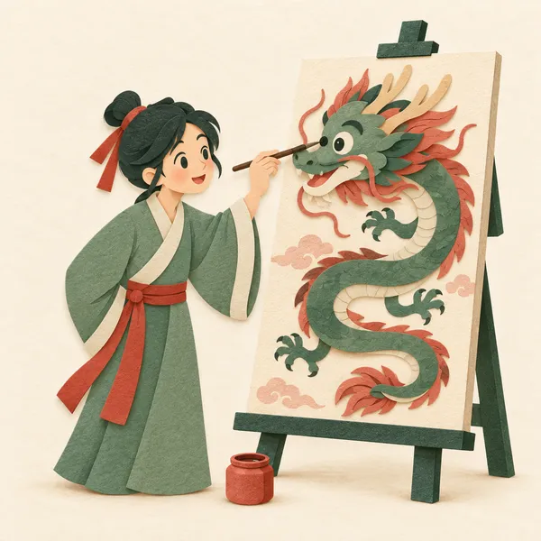 paint a dragon and dot its eyes